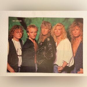 Def Leppard Band Pinup - Green Background